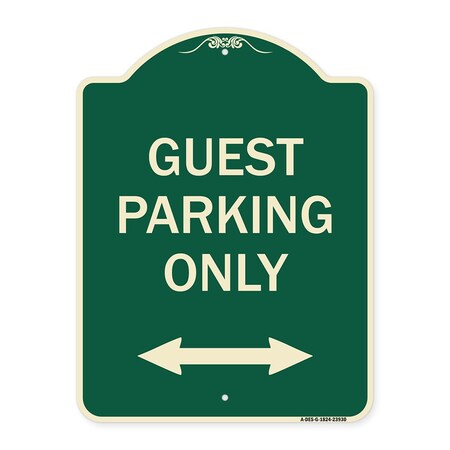 Signmission Guest Parking W/ Bidirectional Arrow Heavy-Gauge Aluminum Sign, 24" x 18", G-1824-23930 A-DES-G-1824-23930